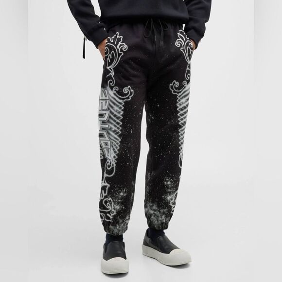 Versace Jeans Couture Felpa Panel Galaxy Sweatpants in Black-White, New, Size L - Picture 2 of 16
